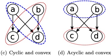 (c) cyclic and convex partition (d) Acyclic and convex partition