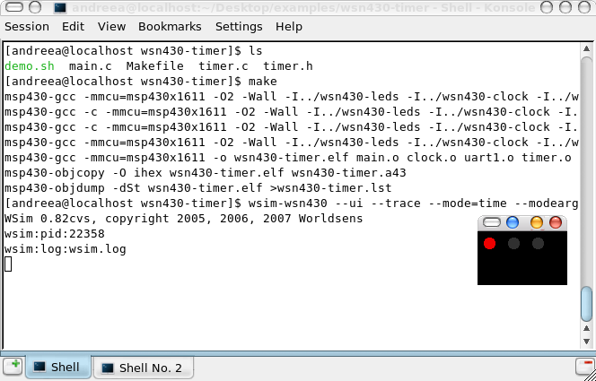 Snapshot of the execution of the timer example