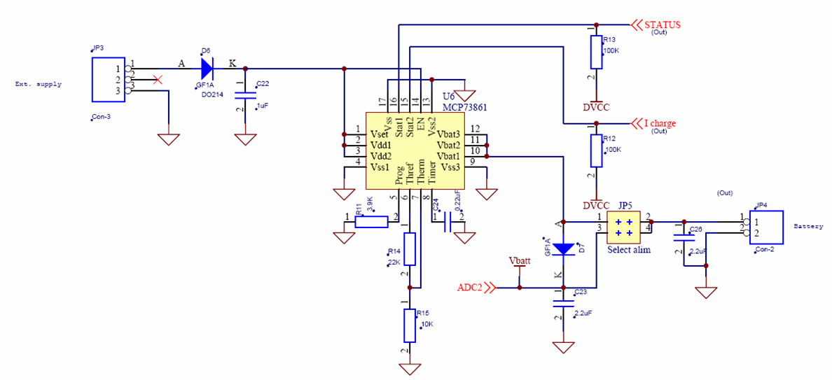 WSN430 schematic (MCP73861)