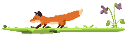 pixel art fox on grass with some more violets