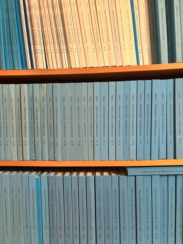 Une partie de la collection des "Publications mathématiques de l'IHES". Et puis le volume 49 qui a été ma lecture quotidienne pendant un certain temps. Un article de maths de plus de 200 pages... En français, of course.